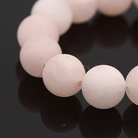 Frosted Natural Rose Quartz Round Bead Strands G-M272-06-10mm-1