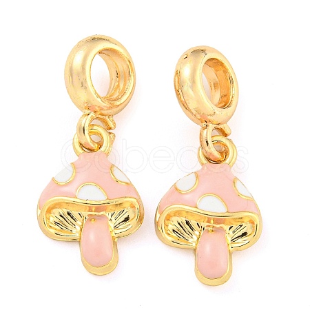 Rack Plating Alloy Enamel Mushroom European Dangle Charms FIND-B034-18G-03-1