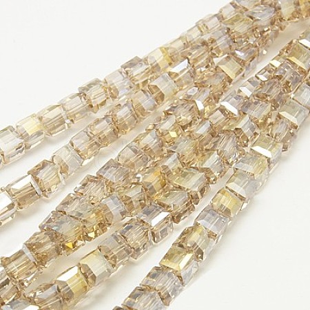 Electroplate Glass Beads Strands X-EGLA-D018-8x8mm-75-1