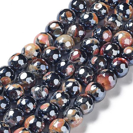 Electroplate Natural Fire Crackle Agate Beads Strands G-G0006-A01-01-1