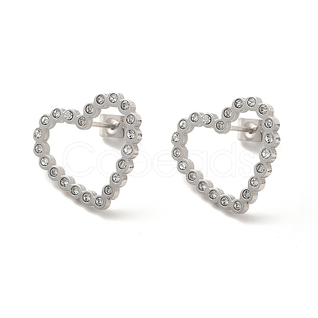 Crystal Rhinestone Hollow Out Heart Stud Earrings STAS-H175-14P-1