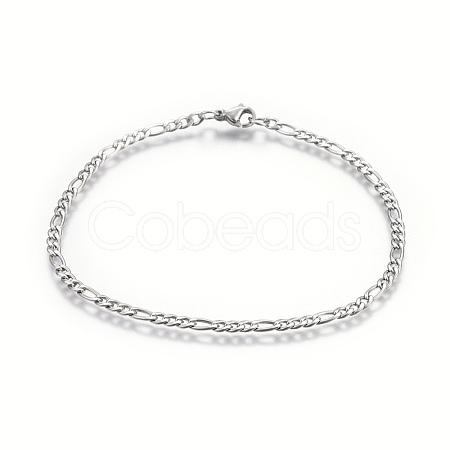 Tarnish Resistant 304 Stainless Steel Figaro Chain Bracelets BJEW-L634-04A-P-1