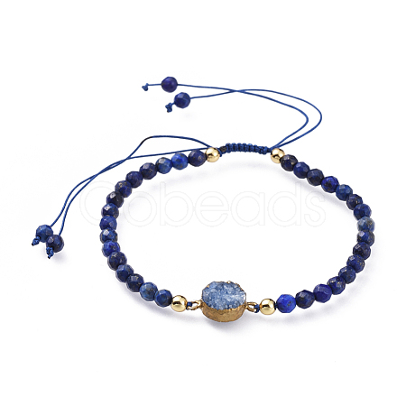 Adjustable Natural Lapis Lazuli(Dyed) Braided Bead Bracelets BJEW-JB04558-02-1