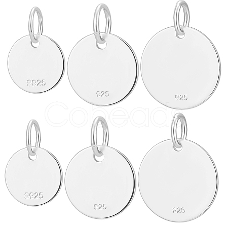 Beebeecraft 6Pcs 3 Size 925 Sterling Silver Pendants STER-BBC0005-38S-1