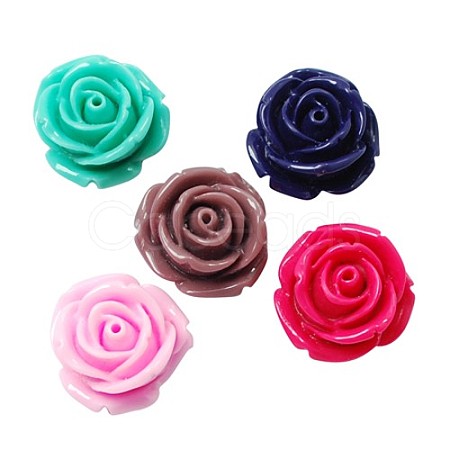 Mixed Resin Flower Cabochons X-CRES-S056-M-1