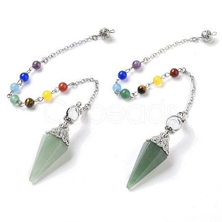 Natural Green Aventurine Hexagonal Pointed Dowsing Pendulums G-P552-05P-07-1