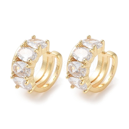 Oval Brass Cubic Zirconia Cuff Earrings for Women EJEW-E310-13G-1