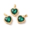 Brass Micro Pave Cubic Zirconia Pendants, Heart, Real 18K Gold Plated, 16.5x14x5.5mm, Hole: 4x1.8mm