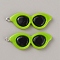 Opaque Resin Pendants, Sunglasses Charms, with Platinum Tone Iron Loops, Lime Green, 45x16x4mm, Hole: 2mm