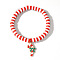 Elegant Christmas Handmade Polymer Clay Heishi Beaded Stretch Bracelets, Enamel Charm Bracelets for Women, Candy Cane, 6-7/8 inch(17.5cm)