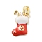 Christmas Theme Brass Micro Pave Cubic Zirconia Pendants, with Enamel, Real 18K Gold Plated, Christmas Socking, 17x12.5x3.5mm, Hole: 4.5x2.5mm