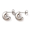 Non-Tarnish 304 Stainless Steel Stud Earrings, C-Shaped, Stainless Steel Color, 13.5x6mm