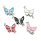 Rack Plating Brass & Cubic Zirconia & Shell & Enamel Box Clasps, Cadmium Free & Lead Free, Long-Lasting Plated, Butterfly, Mixed Color, 17x15.5x4mm, Hole: 2.5mm