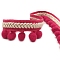 Ethnic Style Polyester Pom Pom Tassel Fringe Trim Ribbon, for Clother, Curtain Decoration, FireBrick, 1-3/8 inch(35mm)