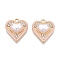 Rack Plating Alloy Rhinestone Pendants, with ABS Plastic Imitation Pearl, Heart, PeachPuff, 18.5x16.5x5.5mm, Hole: 1.8mm