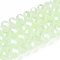 Electroplate Glass Beads Strands, Imitation Jade Beads, Pearl Luster Plated, Faceted, Rondelle, Pale Green, 4x3mm, Hole: 0.4mm, about 113~115pcs/strand, 16.14~16.34 inch(41~41.5cm)