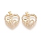 Brass Micro Pave Cubic Zirconia Pendants, Heart, Clear, Real 18K Gold Plated, 23.5x23x3mm, Hole: 4.5x3.5mm