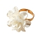 Acrylic Flower Finger Rings, Metal Adjustable Rings for Women, White, US Size 8(18.1mm)