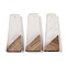 Resin & Wood Pendants, Trapezoid Charms, White, 38x15x3.5mm, Hole: 2mm