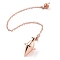 Brass Dowsing Pendulum Big Pointed Cone Pendants, with Lobster Claw Clasps and Chain, Rack Plating, Rose Gold, 220mm, Hole: 2mm