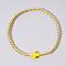 Brass Bead Stretch Bracelets for Women, with Plastic Cross, Yellow, 6-7/8 inch(17.5cm)