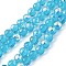 Transparent Electroplate Glass Beads Strands, Faceted(96 Facets), Round, AB Color Plated, Deep Sky Blue, 7.5~8x7mm, Hole: 1.2mm, about 70~72pcs/strand, 20.08~20.47 inch(51~52cm)