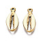 304 Stainless Steel Pendants, with Enamel, Spiral Shell, Golden, Light Yellow, 17x8x3.5mm, Hole: 1mm