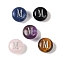 Natural Mixed Gemstone Beads, Flat Round with Letter, Letter M, 8.5~9x5~5.5mm, Hole: 1.2mm