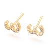 Brass Micro Pave Clear Cubic Zirconia Stud Earrings EJEW-O103-24G-1