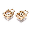 Brass Micro Pave Clear Cubic Zirconia Charms KK-S359-095-RS-3