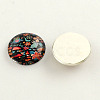 Flatback Half Round Insect and Plants Pattern Glass Dome Cabochons GGLA-R026-40mm-16E-1