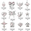 12Pcs 12 Style Rack Plating Alloy with Pink Glass Pendants FIND-YW0003-35-3