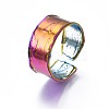 304 Stainless Steel Textured Wide Band Cuff Ring RJEW-N038-074-4