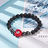 Natural Lava Rock & Synthetic Hematite Stretch Bracelet BJEW-JB08323-02-2