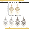 FIBLOOM 3 Pair 3 Color Alloy Rhombus Dangle Earrings for Women EJEW-FI0001-08-2