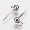 202 Stainless Steel Ball Stud Earring Findings STAS-F141-06P-4mm-2