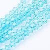 Light Sky Blue Glass Bicone Beads Strands X-GLAA-S026-06-1