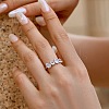 Teardrop Rhodium Plated 925 Sterling Silver Micro Pave Clear Cubic Zirconia Finger Rings for Women RJEW-Q816-05P-3