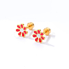 Real 18K Gold Plated Stainless Steel Stud Earrings for Women TL9676-4-1