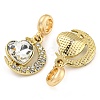 Rack Plating Alloy Pave Crystal Rhinestone Moon with Heart European Dangle Charms FIND-B034-05G-2
