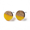 Opaque Resin & Walnut Wood Stud Earrings EJEW-N017-008-B05-2