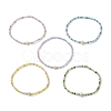 5Pcs 5 Styles Rondelle Faceted Glass Beaded Stretch Bracelets BJEW-JB10331-1