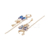 4 Pairs 4 Color Glass Butterfly Dangle Hoop Earrings with Clear Cubic Zirconia EJEW-TA00153-7