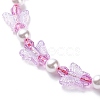 Acrylic Butterfly & Plastic Pearl Braided Beaded Necklace for Women NJEW-JN04053-4