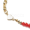Natural Mixed Gemstone Beaded Necklace with Enamel Heart NJEW-JN04085-4