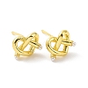 Rack Plating Brass Wire Wrapped Heart Stud Earrings with Plastic Beaded for Women EJEW-F299-02G-1