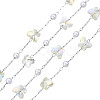 Glass Butterfly & ABS Plastic Pearl Beaded Chains CHS-N003-02-01-3