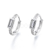 Clear Cubic Zirconia Rectangle Hoop Earrings EJEW-C048-06P-2