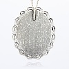 Antique Silver Plated Alloy Glass Oval Pendants GLAA-N0008-02-2
