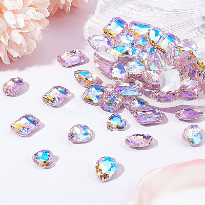 Fingerinspire 64Pcs 4 Style Pointed Back Glass Rhinestone Cabochons RGLA-FG0001-08-1